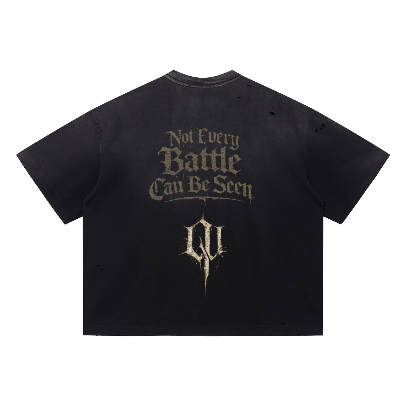 Vintage “Not Every Battle Can Be Seen” Washed Distressed Boxy Oversized T-Shirt