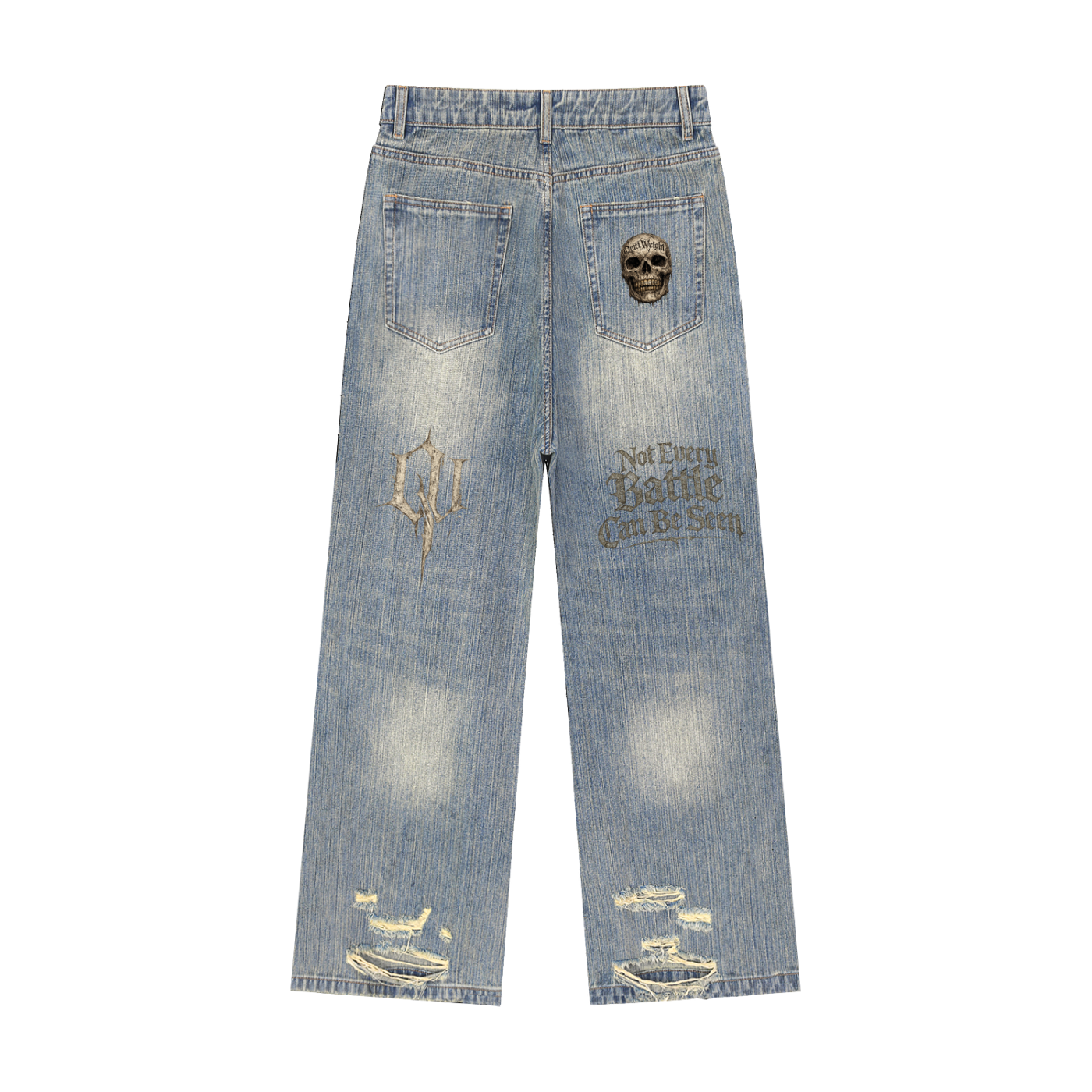 “Quiet Weight” Vintage Wash Distressed Denim Jeans