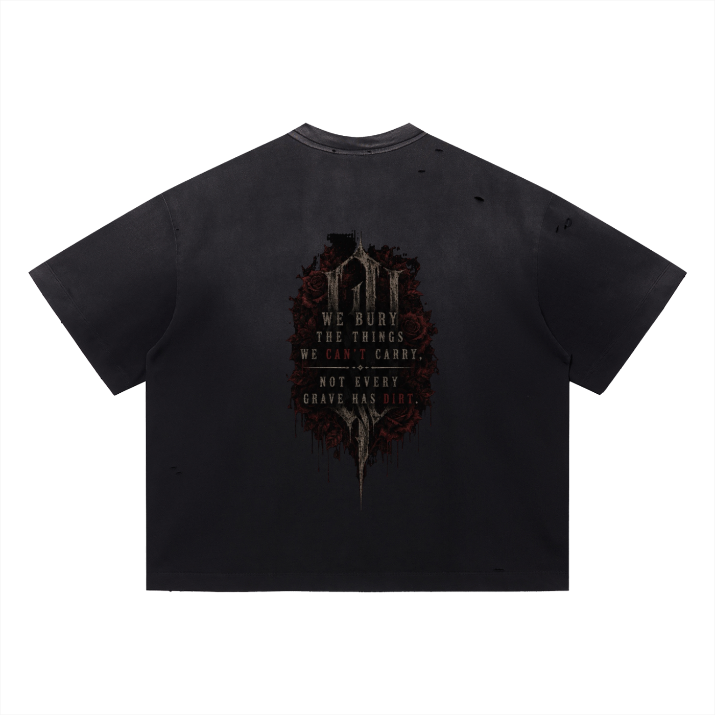 “We Bury The Things We Can’t Say” Vintage Washed Distressed Boxy Oversized T-Shirt
