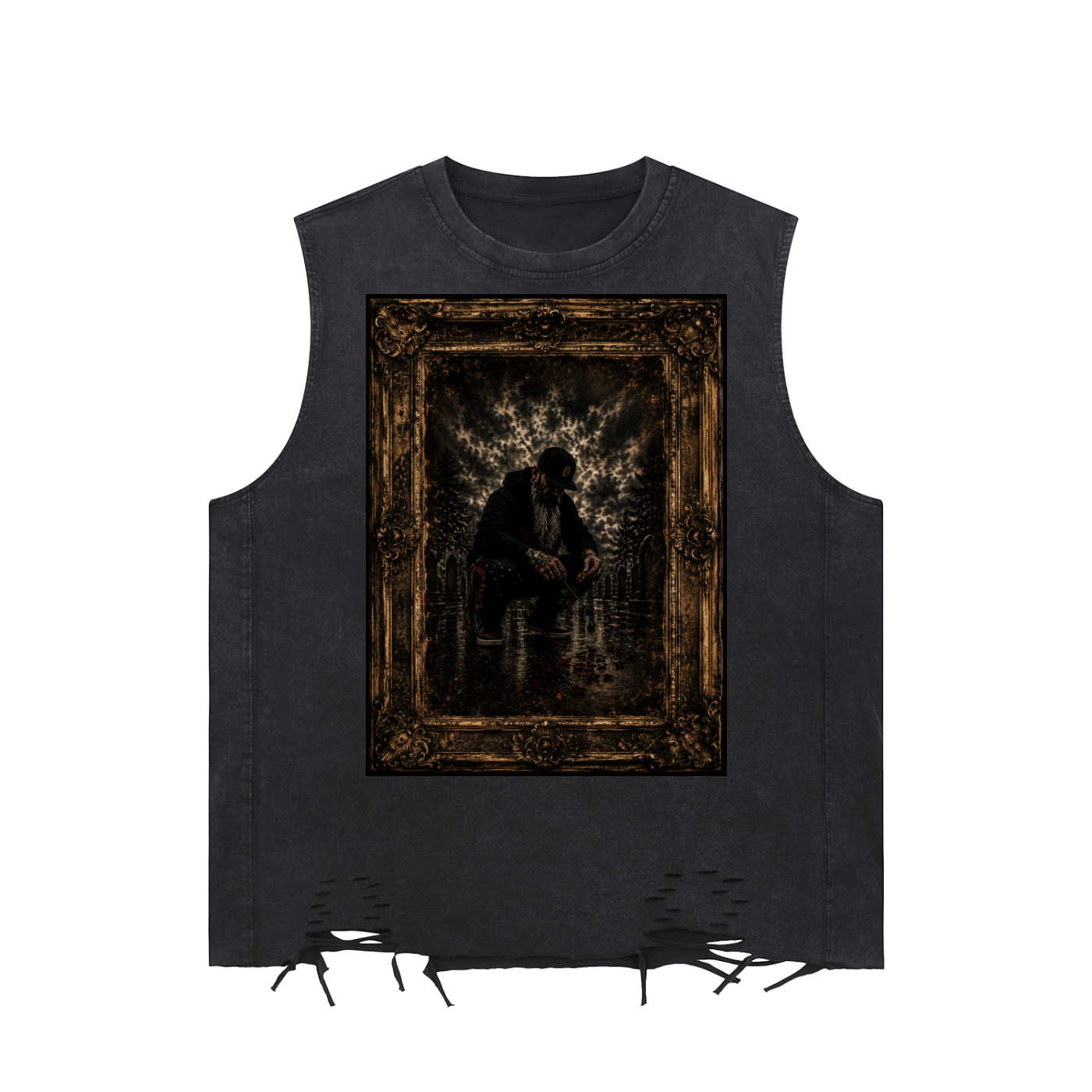 “Not Every Battle Can Be Seen” Snow Washed Raw-Hem Tank Top