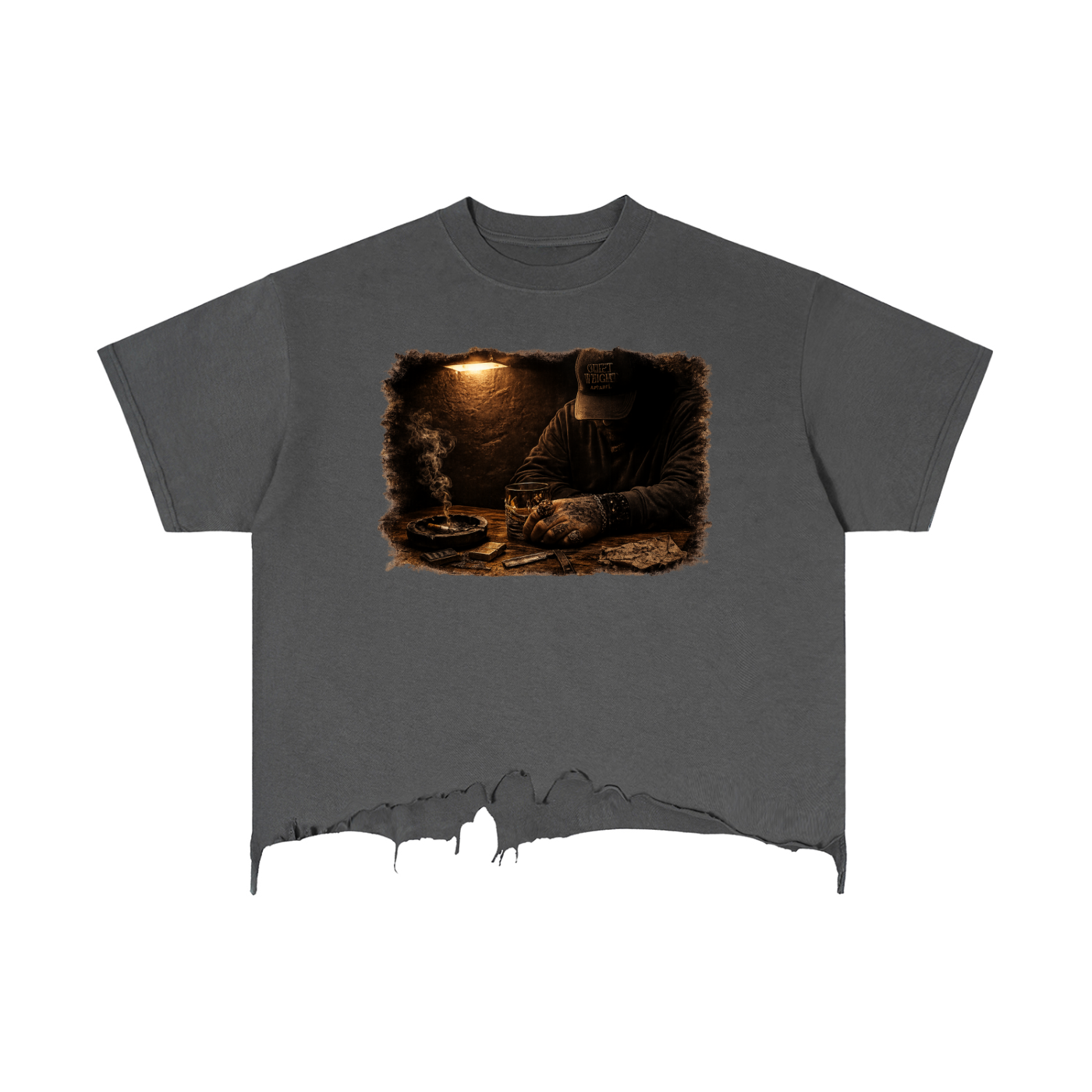 “ I Carry Quiet Weight” Vintage Wash Boxy Distressed Hem T-Shirt