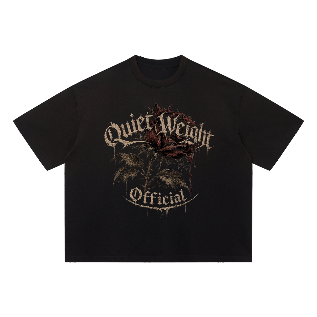 “Quiet Weight Official” Unisex Sun Fade Distressed Boxy T-Shirt