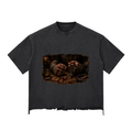 “Not Every Battle Can Be Seen” Snow Wash Raw-Hem Boxy T-shirt