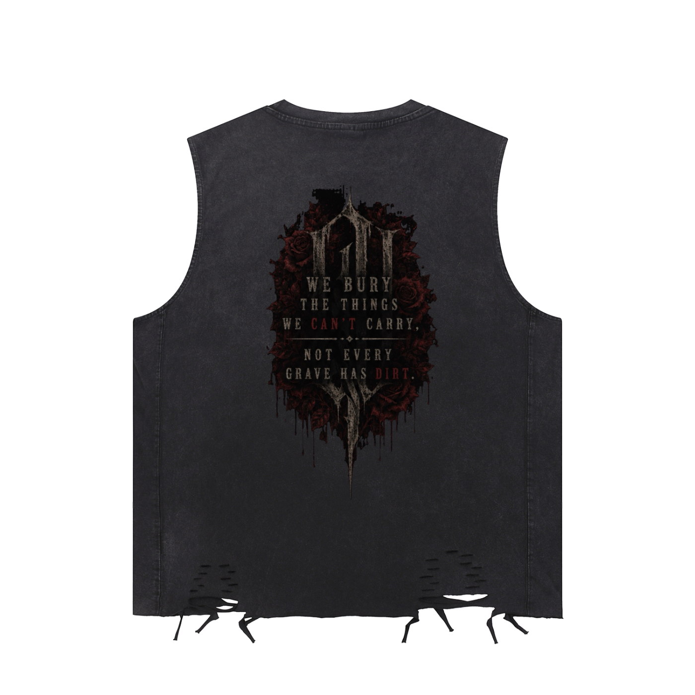 “Not Every Battle Can Be Seen” Snow Washed Raw-Hem Tank Top