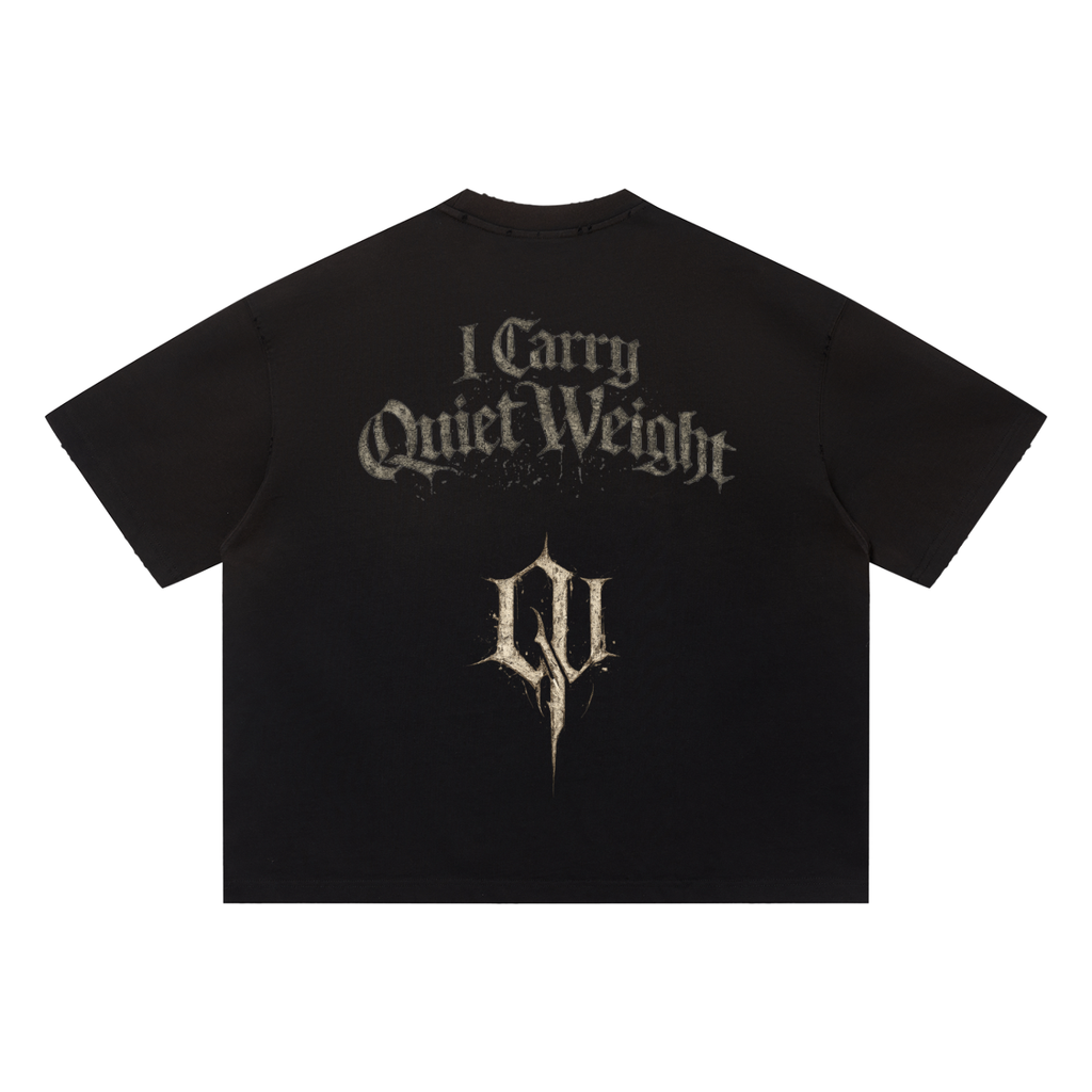 “I Carry Quiet Weight” Unisex Sun Fade Distressed Boxy T-Shirt
